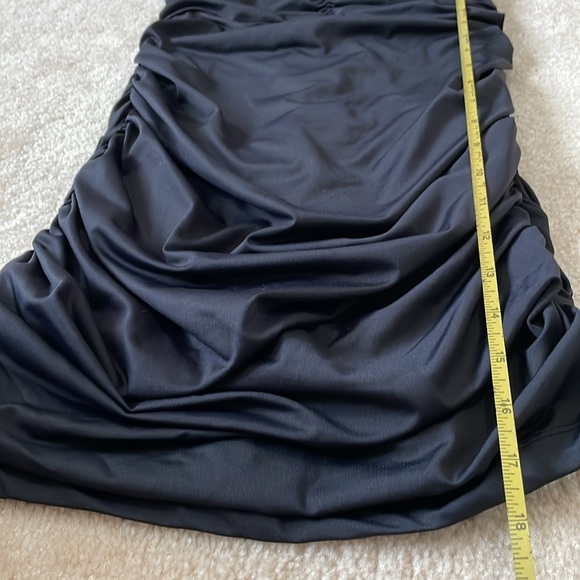 NWT dynamite deep neck ruched bodycon black dress - Picture 8 of 8